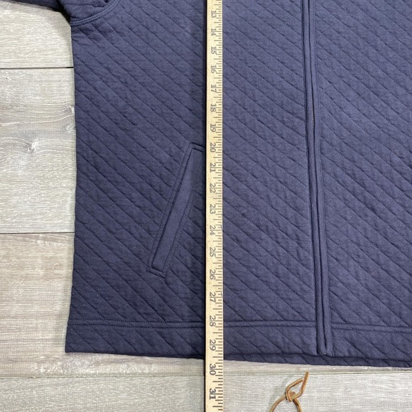 Billy Reid Jacket Mens XXL Navy Quilted Full Zip Sweater Suede Elbow Patches - Picture 8 of 16